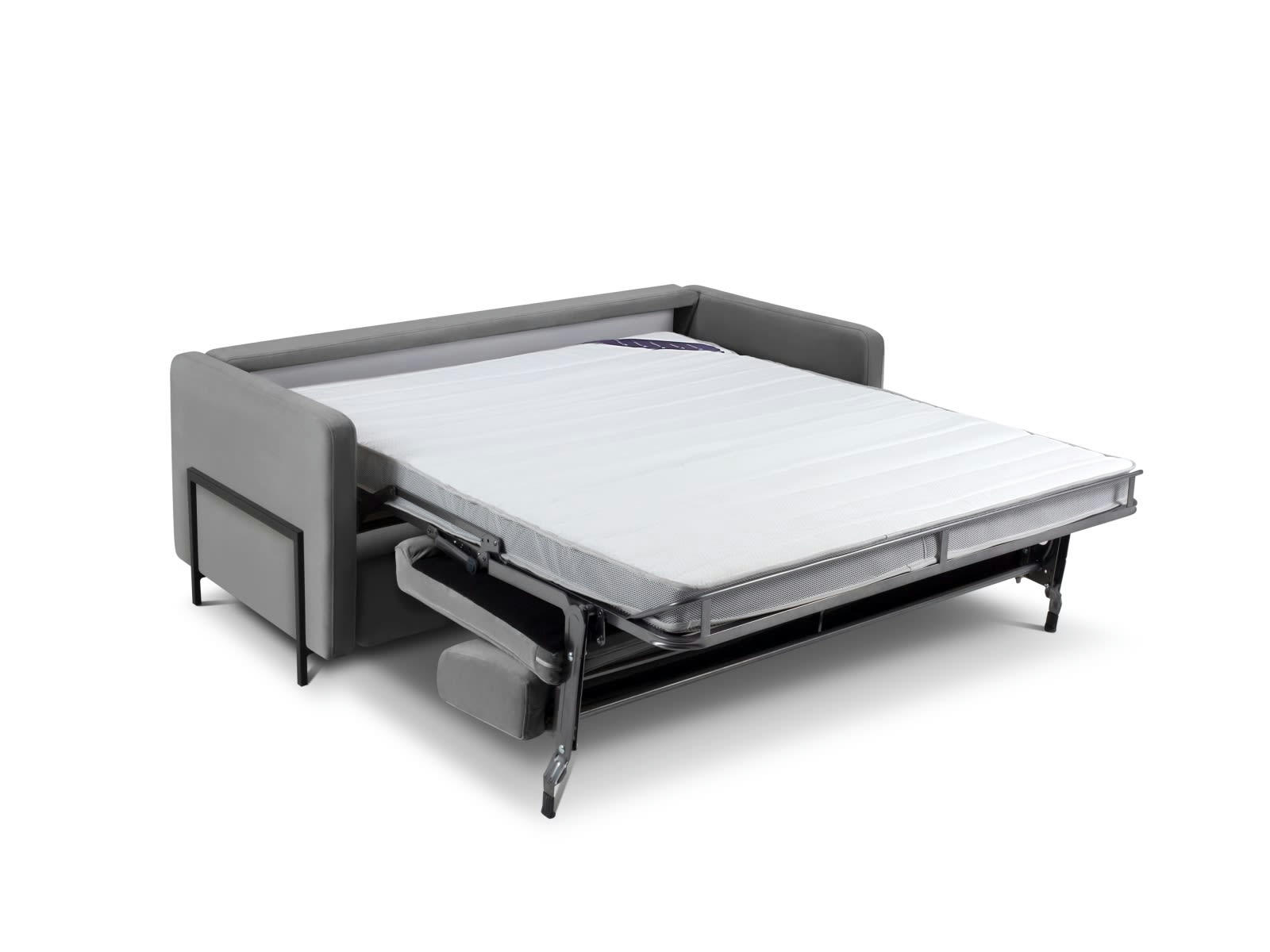 YANIS - Canapé D'Angle Droit Convertible 5 places en Velours Gris