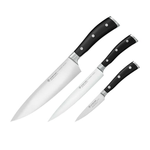 New Wusthof Classic Ikon 3Pc Knife Set 3 Piece | Black
