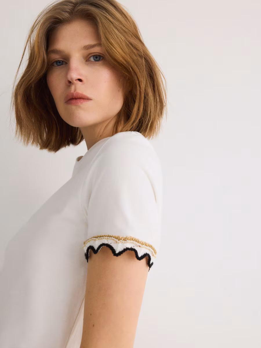 T-Shirt With Embroidery Trim