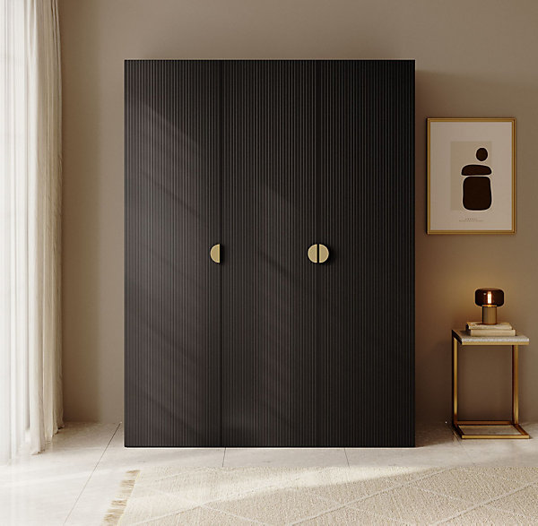 Armoire 3 portes avec deux tringles 150 cm FRAME noir