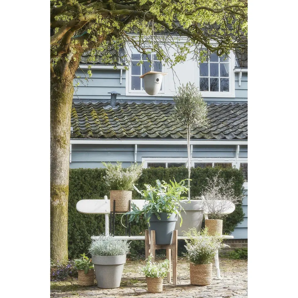 Mica Decorations Plantenpot - rotan - bruin - plantenmand - 12 x 12 cm