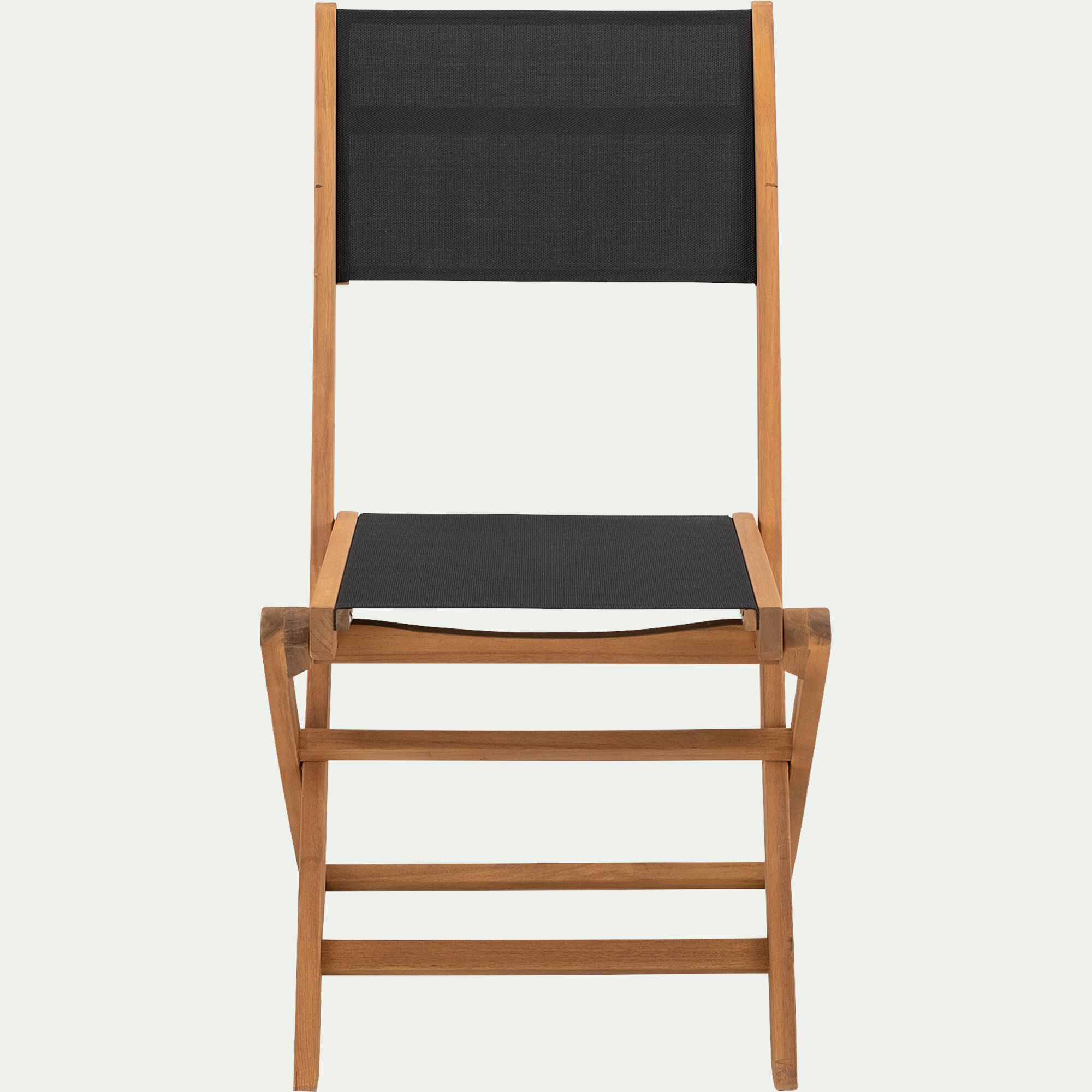 LAVISA - Chaise de jardin pliante en acacia huilé et tissu - noir