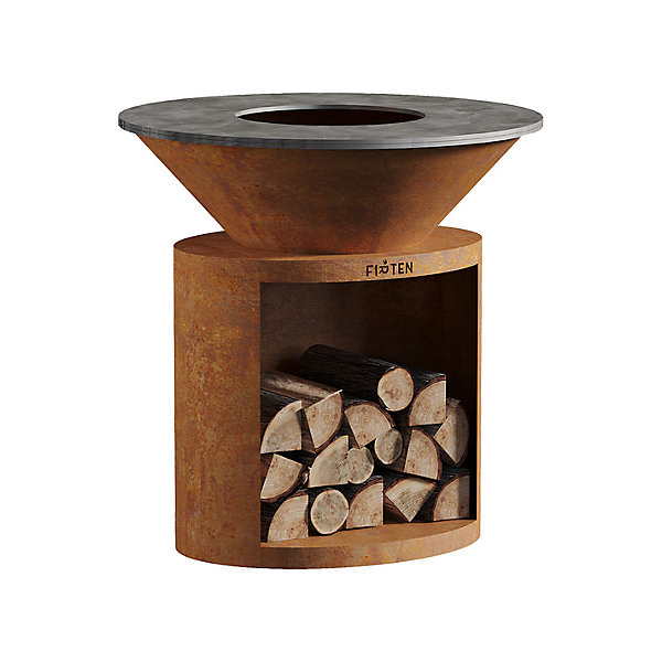 FIRTEN Brasero Ellipse 100 cm Corten plaque Inox