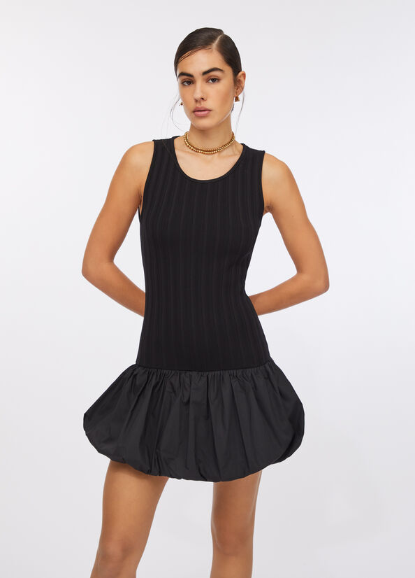 Abito lungo in maglia e popeline