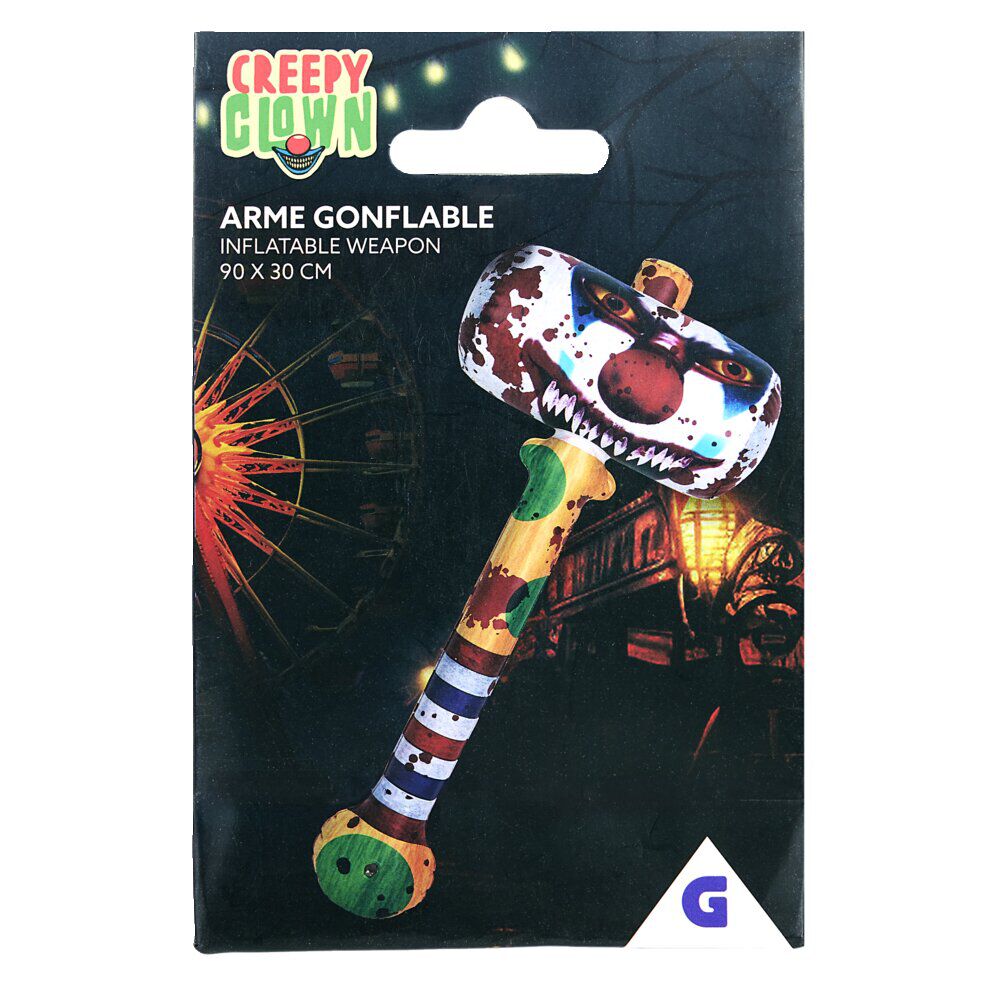 Arme factice Halloween marteau gonflable clown effrayant 30xH90cm