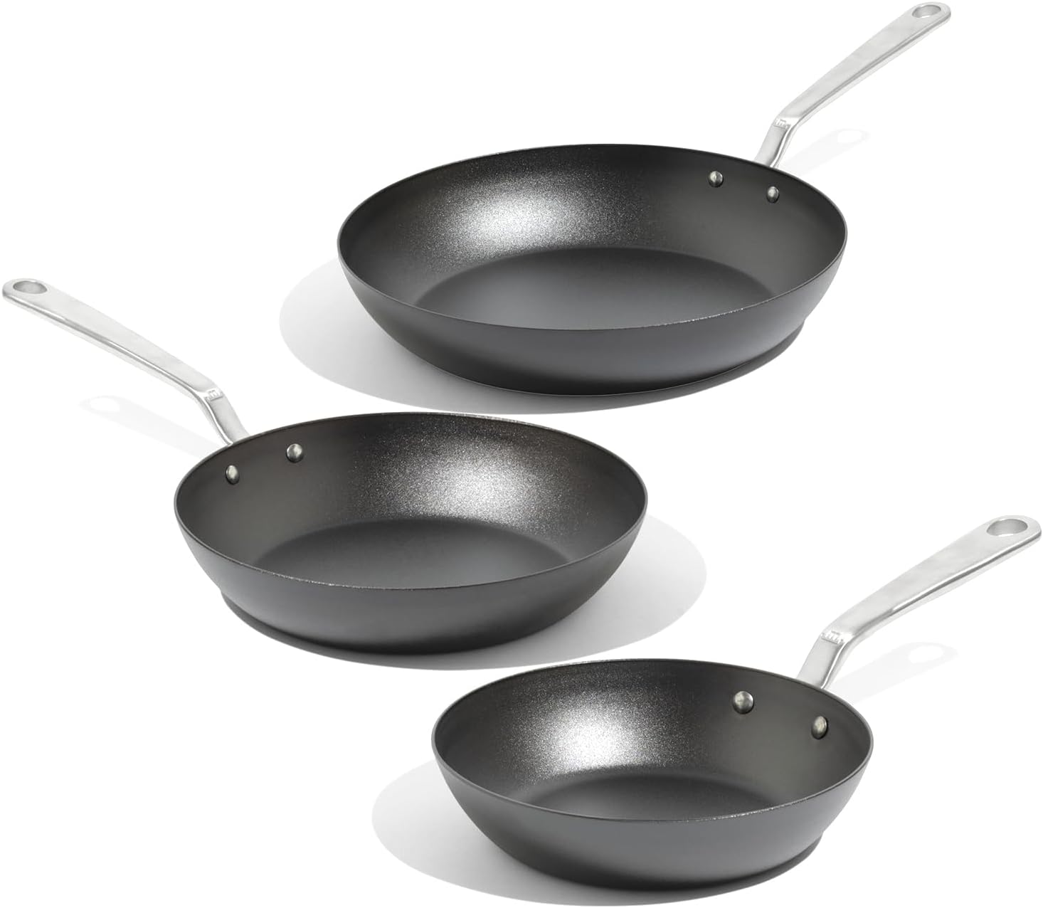 Made In Cookware | 3 Piece (Includes 8,10,12) Seasoned Blue Carbon Steel Frying Pan - (Like Cast Iron, but Better) | Professional Cookware | Crafted in Sweden | Induction Compatible