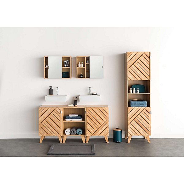 Meuble de salle de bain 1 porte en bambou BATH N' MODUL