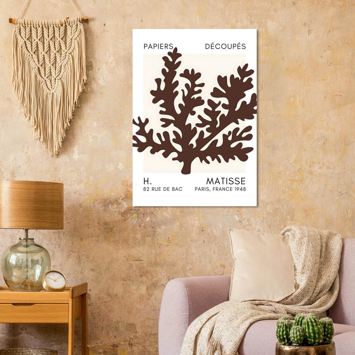 Artfulprints Poster Matisse – Aqua bloom brown  - 70x100 cm - Bruin