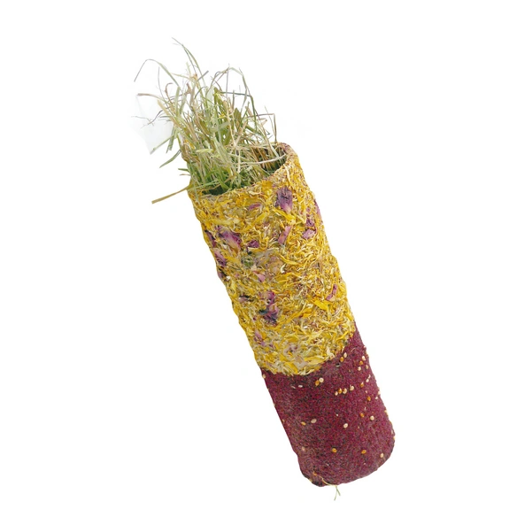 Nager-Knabbertunnel »Heu-Duett«, 115 g, Hibiskus/Hirse/Ringelblume/Rosenblätter