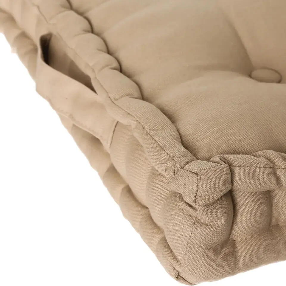 Atmosphera Vloerkussen Square - beige - katoen - 38,5 x 38,5 x 8 cm