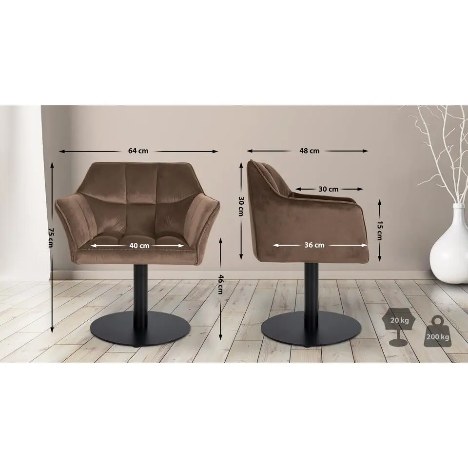 CLP Lounger Damaso zwart Frame - Fluweel - bruin