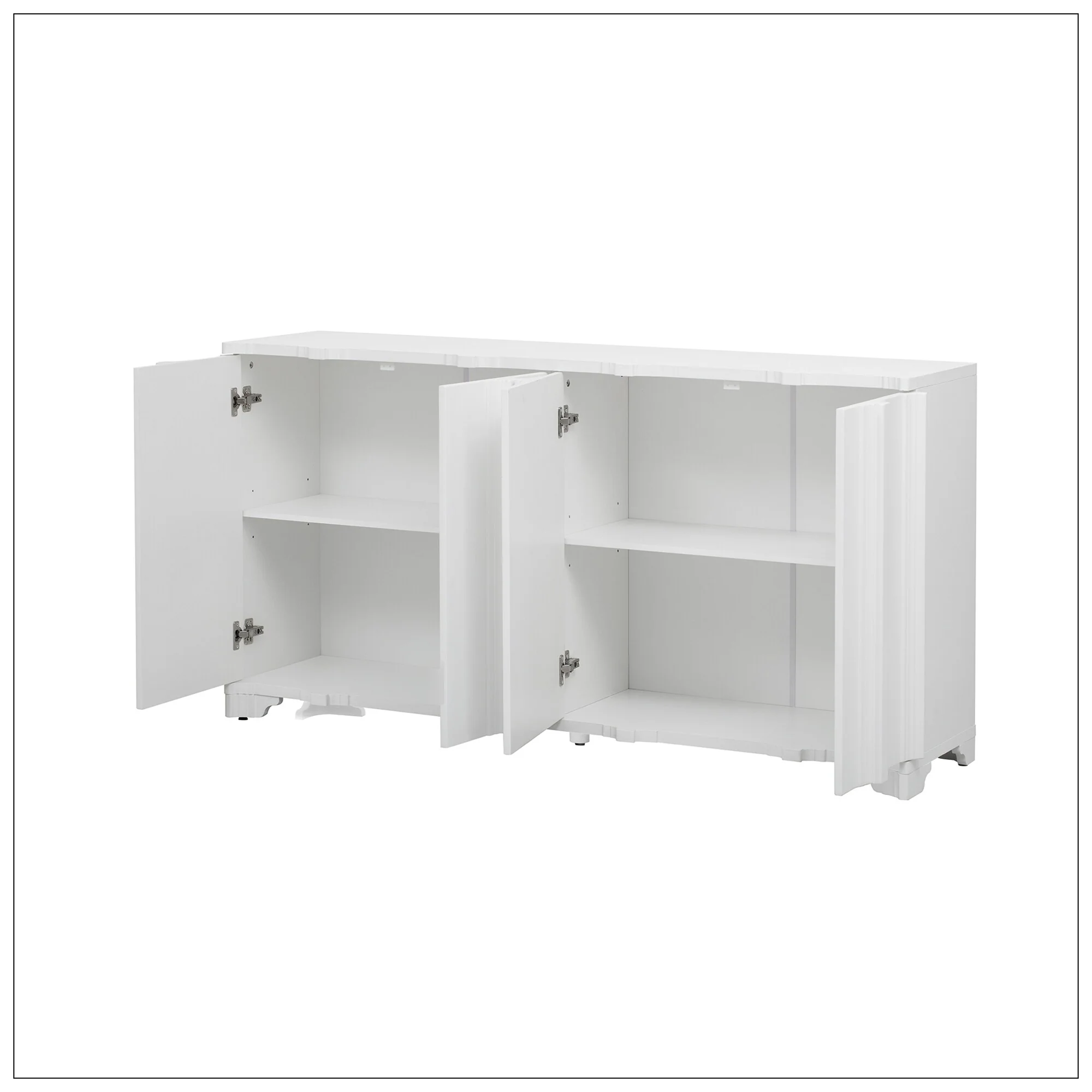 Sophisticated 4-Door Sideboard Adorned with Intricate Linear Accents