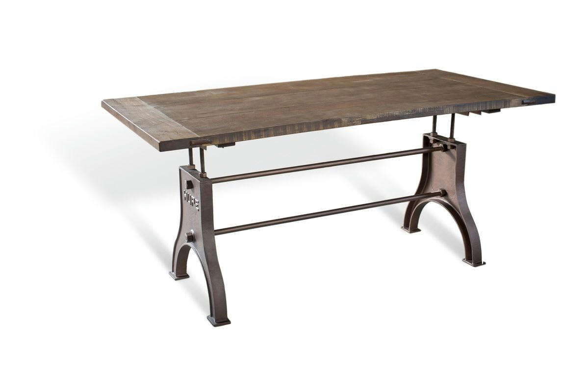 SILVER LAKE - Table industrielle ajustable en bois marron