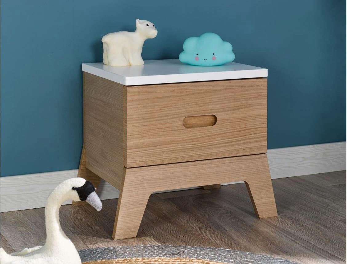 EKKO - Chevet 1 tiroir Blanc et Chêne