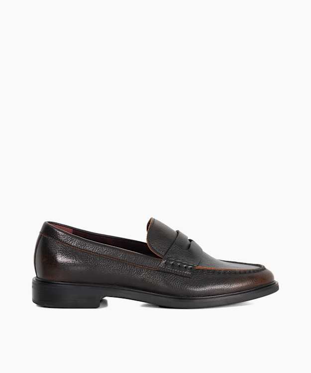 Sascha Brown - Leather Penny Trim Loafers