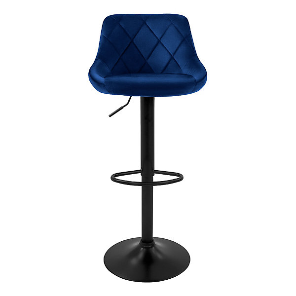 Lot 2 tabourets de bar rembourrées velours chaise bleu hauteur réglable 62-82 cm
