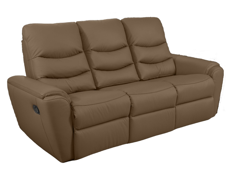 Sofa trzyosobowa Mykanos z funkcją relaks brązowa