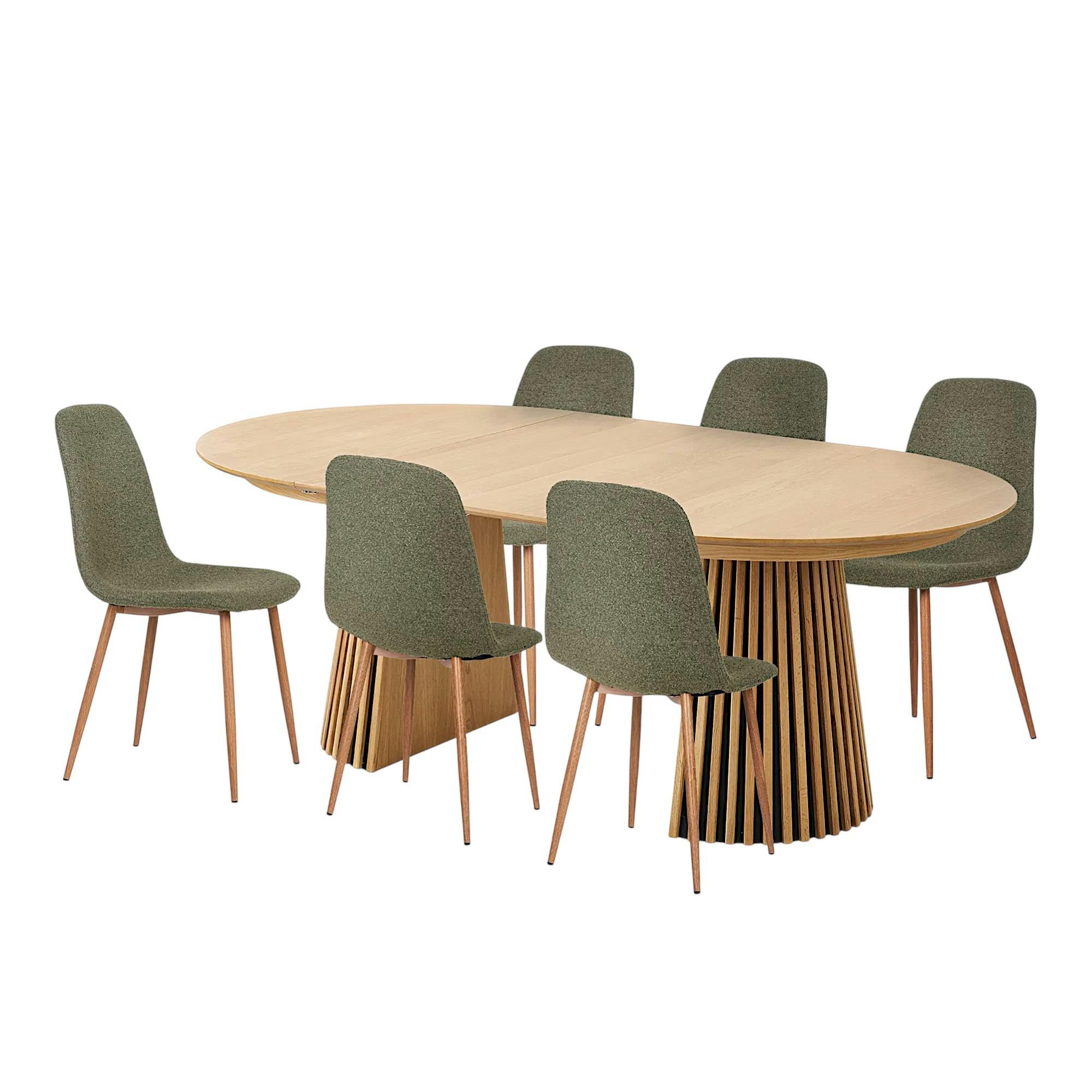 Ensemble table et chaises vertes bouclettes (lot de 9 pièces) AMSTERDAM
