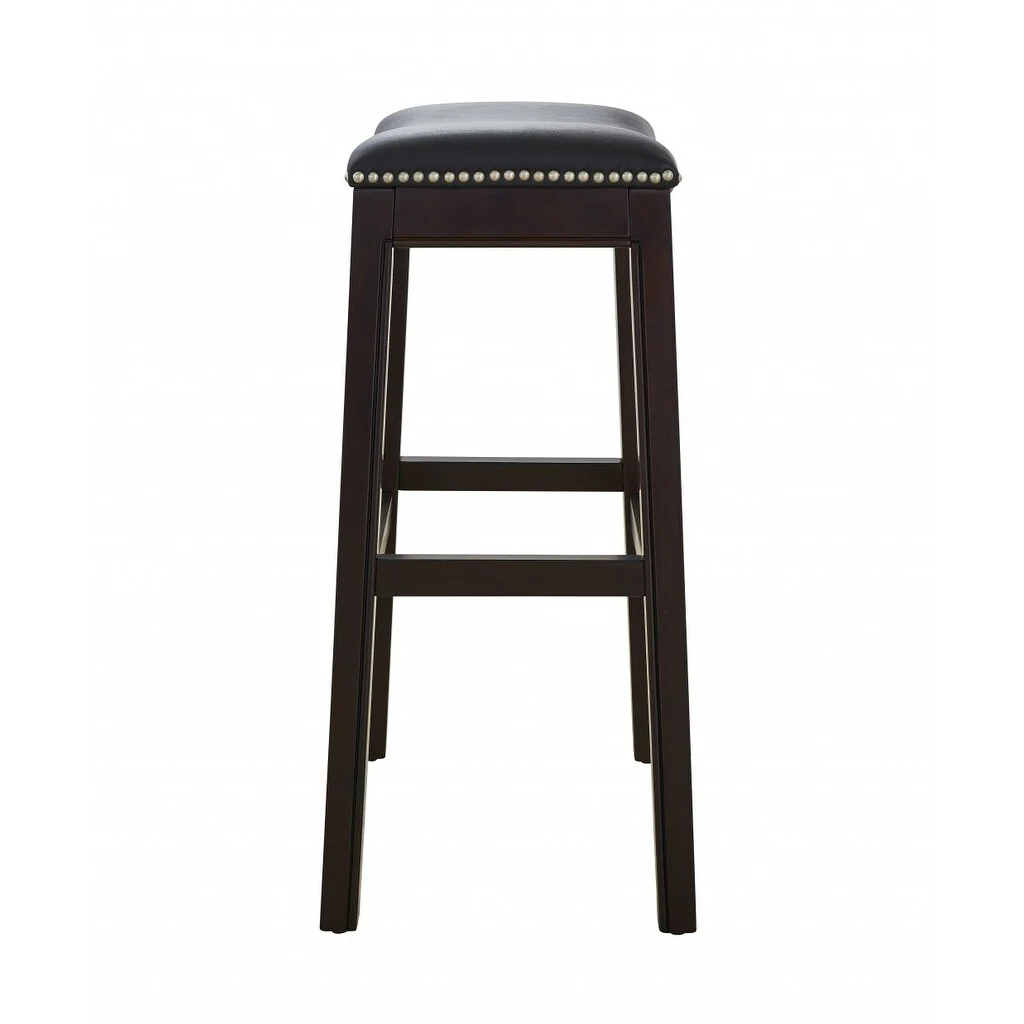 30 Espresso and Black Saddle Style Counter Height Bar Stool