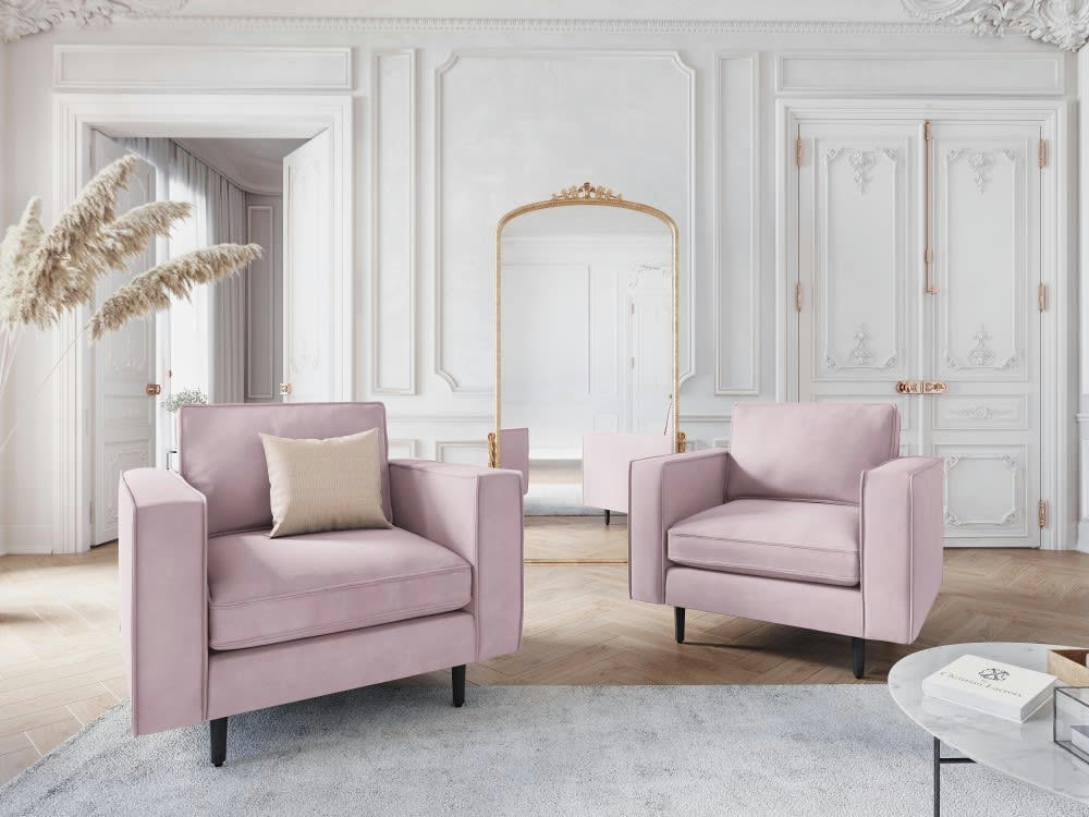 ALEXIS - Fauteuil 1 place en velours lavande