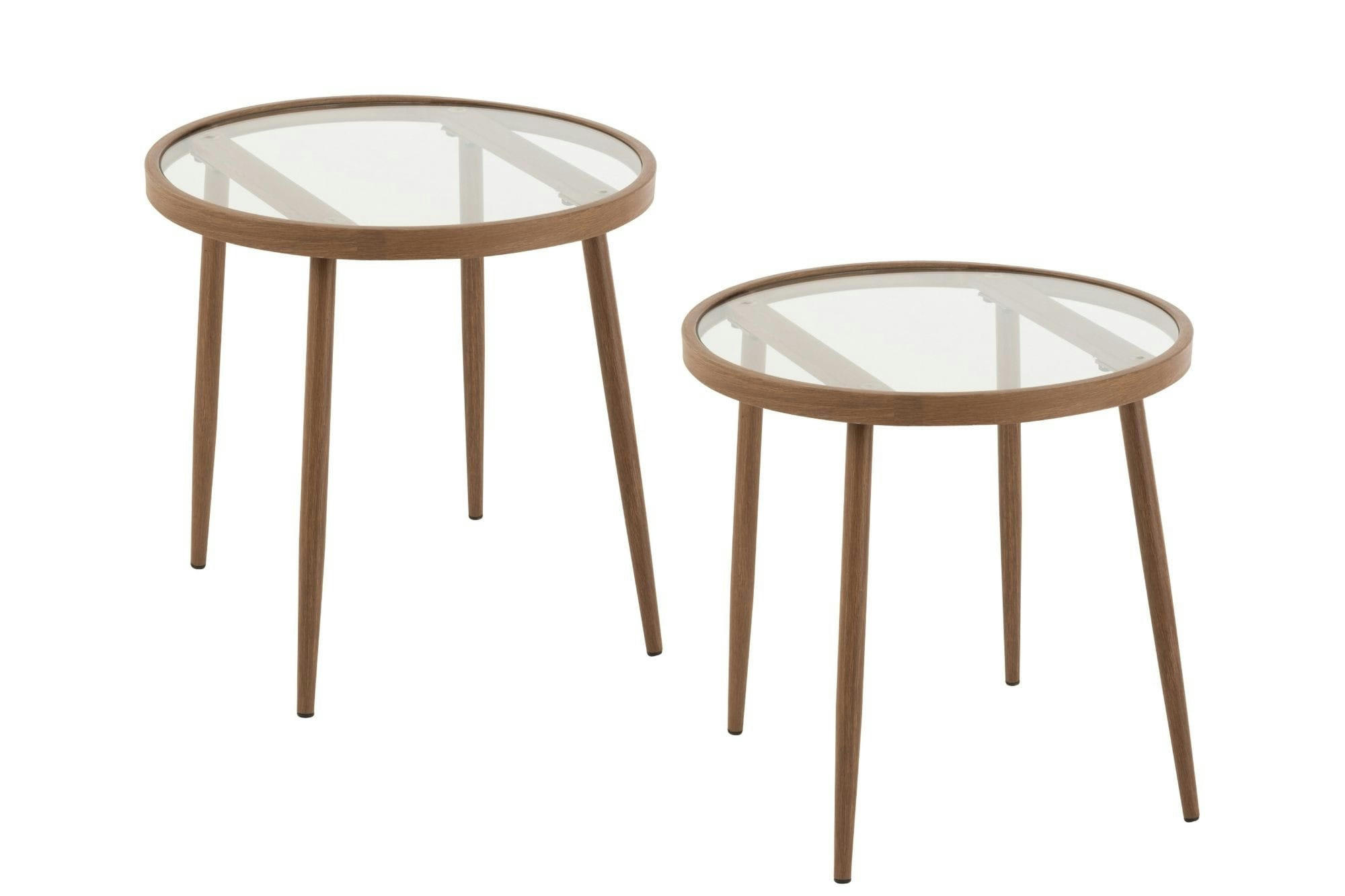 MALAGA - Lot de 2 table basse ronde en métal et verre d50