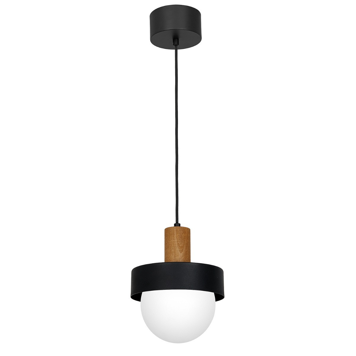 Lampa wisząca czarny matowa-jasne drewno-biała Canan 1xE27x15W Luminex