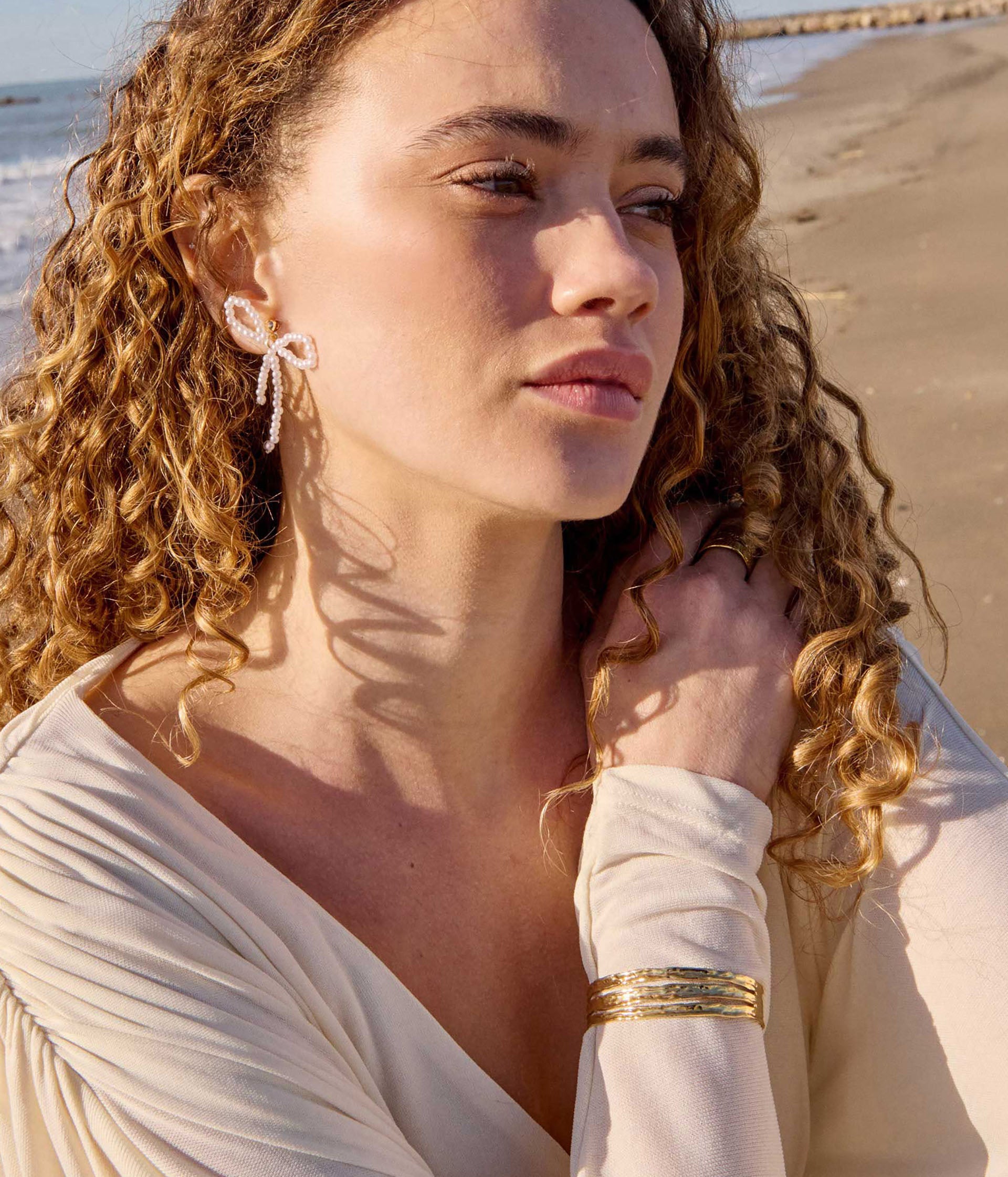 Boucles d'oreilles Francine écru