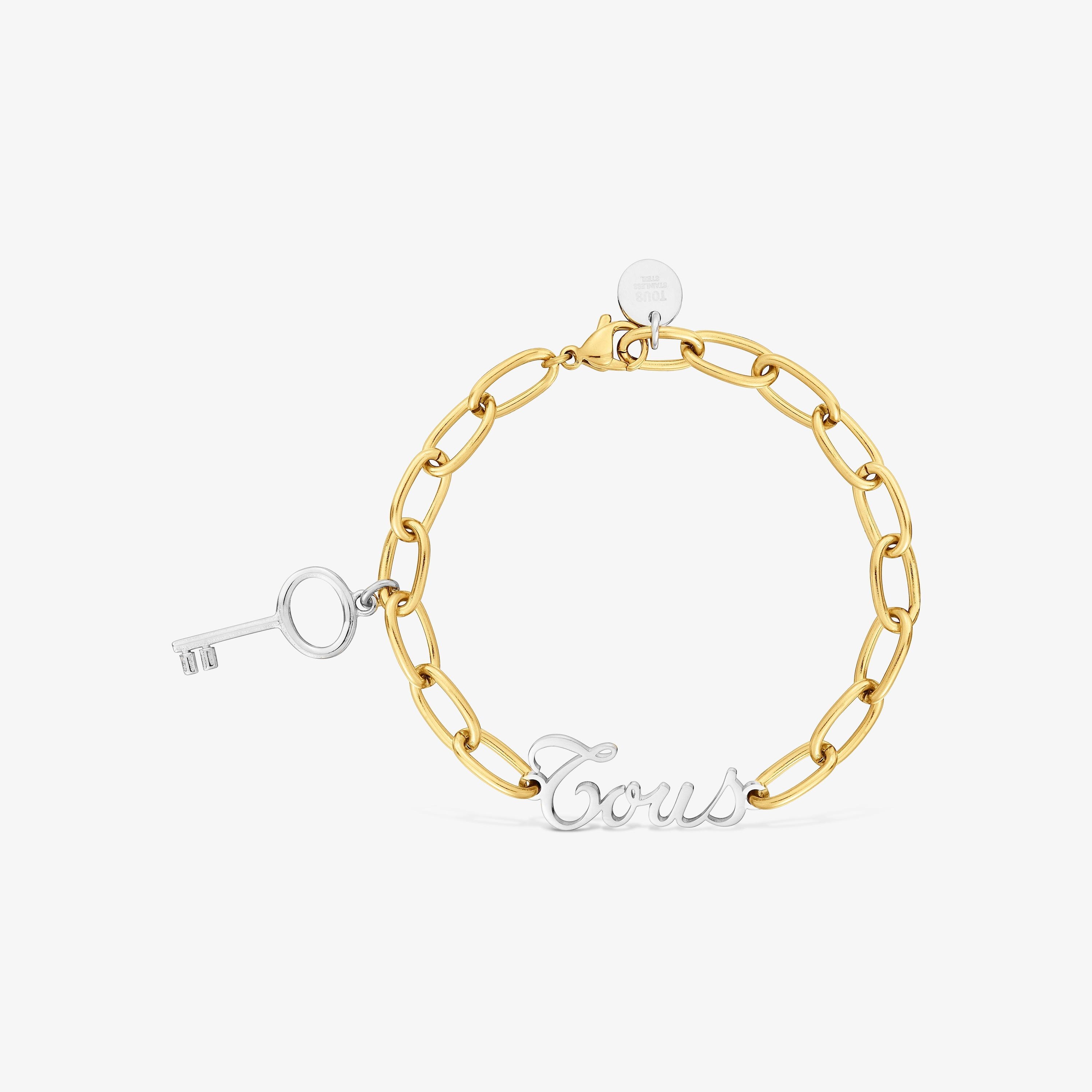 Pulsera cadena de acero bicolor y motivo llave TOUS Charming
