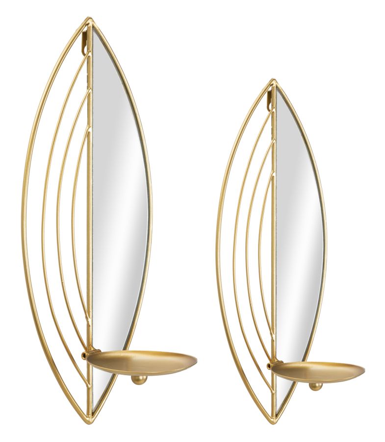 Mauro Ferretti Leaf Set van 2 wandkandelaars in goud metaal