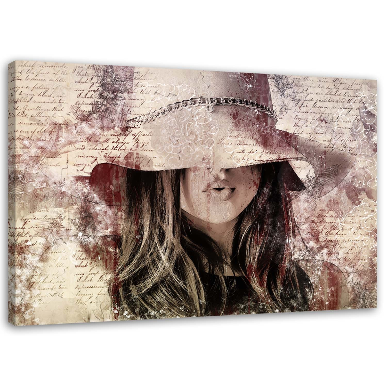 Feeby Obraz Kobieta w kapeluszu boho 60x40