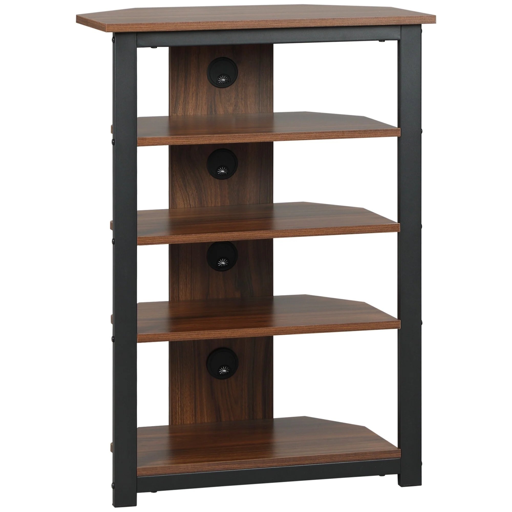 Space-Saving Corner Media Stand with 4-Tier Shelving and Steel Frame for Living Room Storage