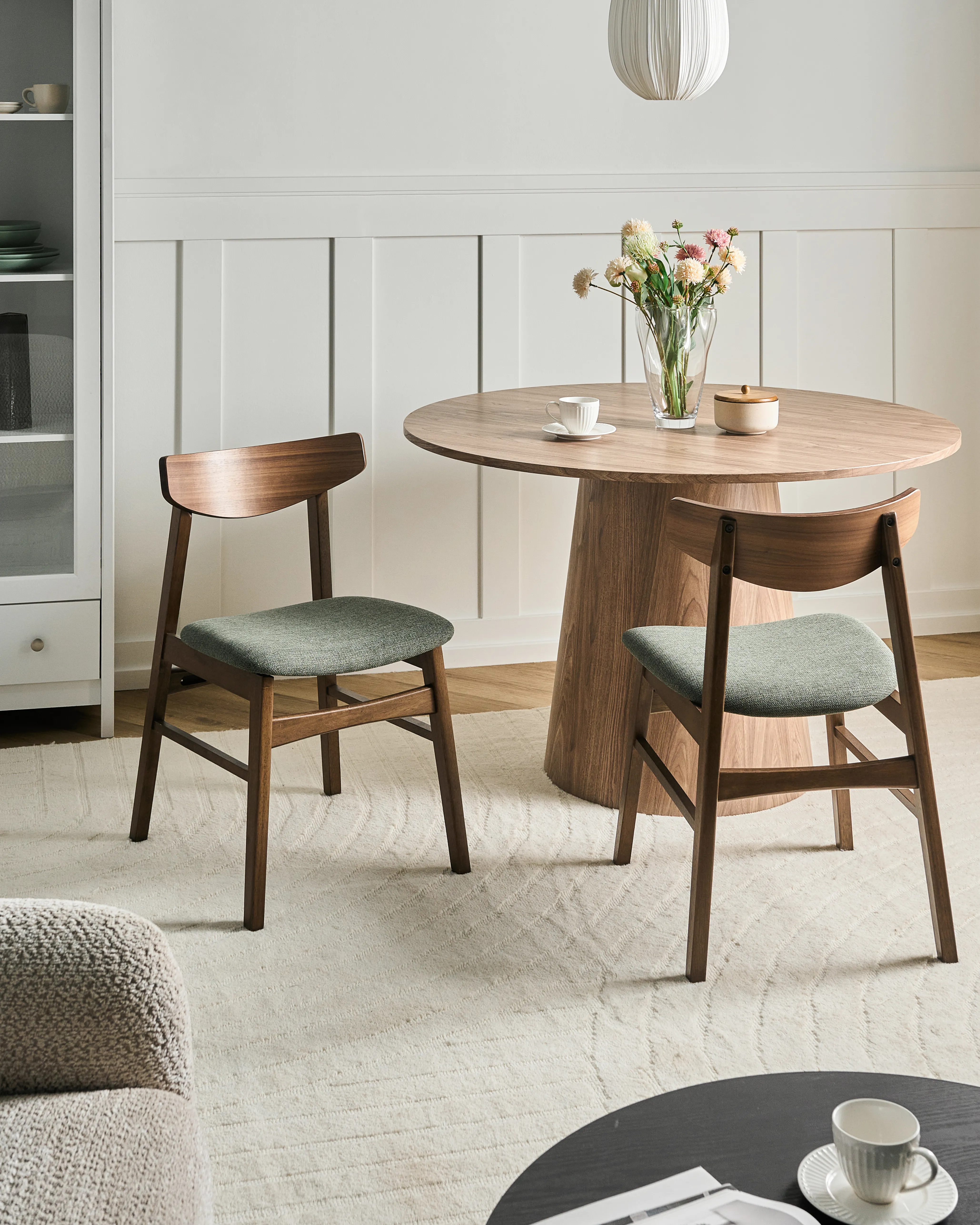 Set of 2 Dining Chairs SMILEY Wood Brown/ Green