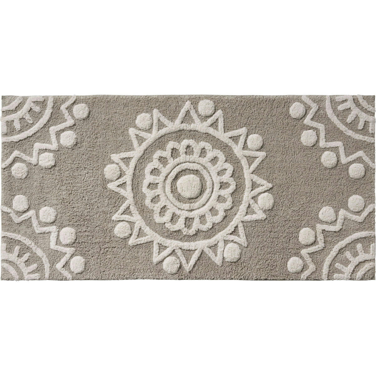 FOLK COLORS - Tapis de bain coton fantaisie beige 60x120cm