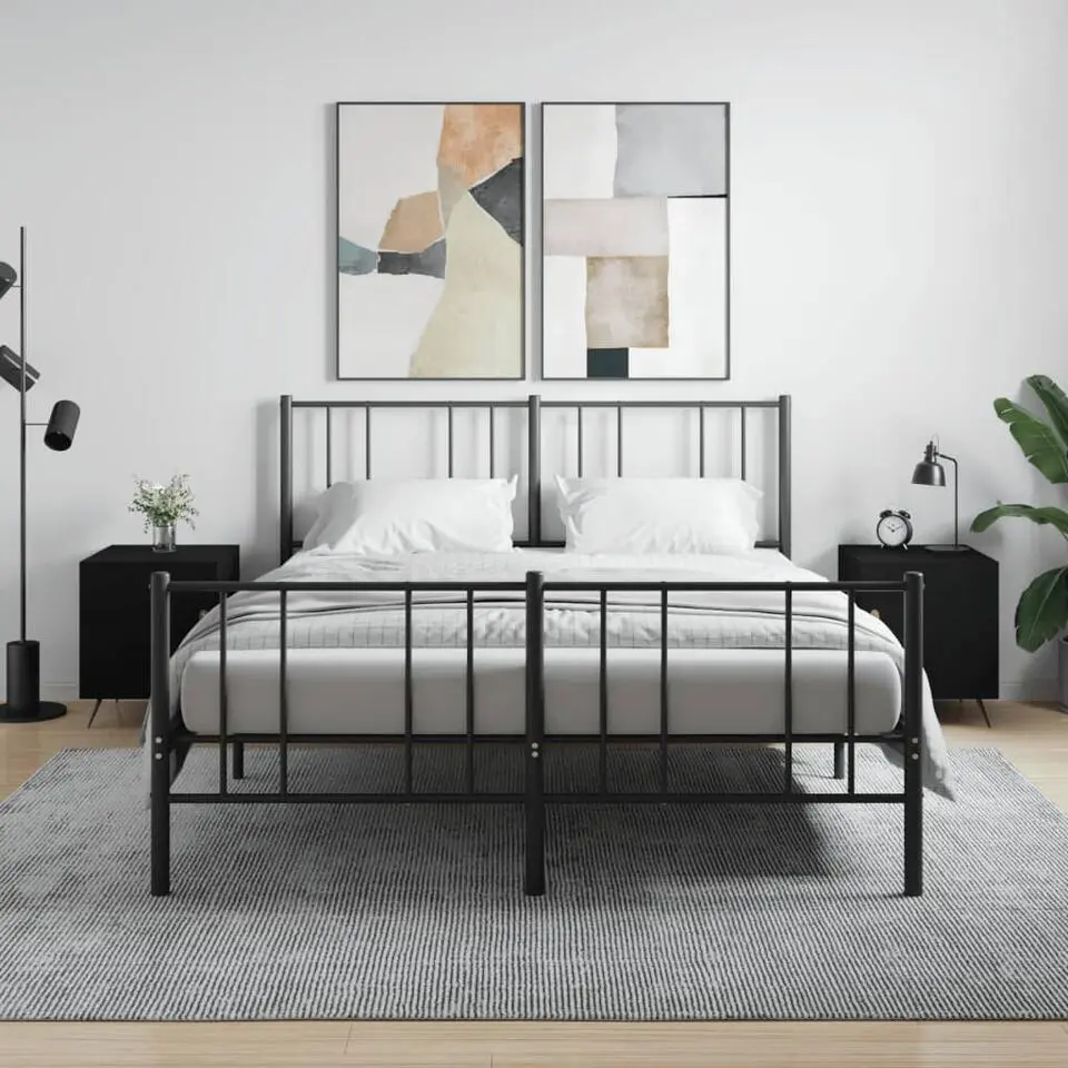 vidaXL - Nachtkastjes met ijzer poten - Zwart - 40x40x50 cm - Set van 2
