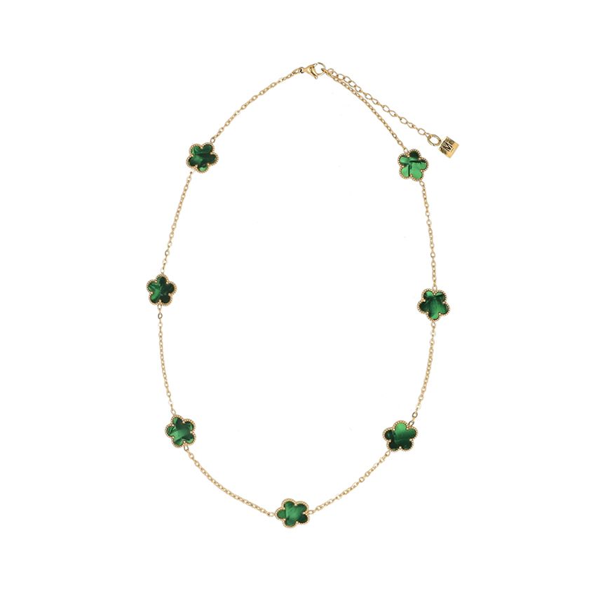 Manfield Groene bloemetjes ketting