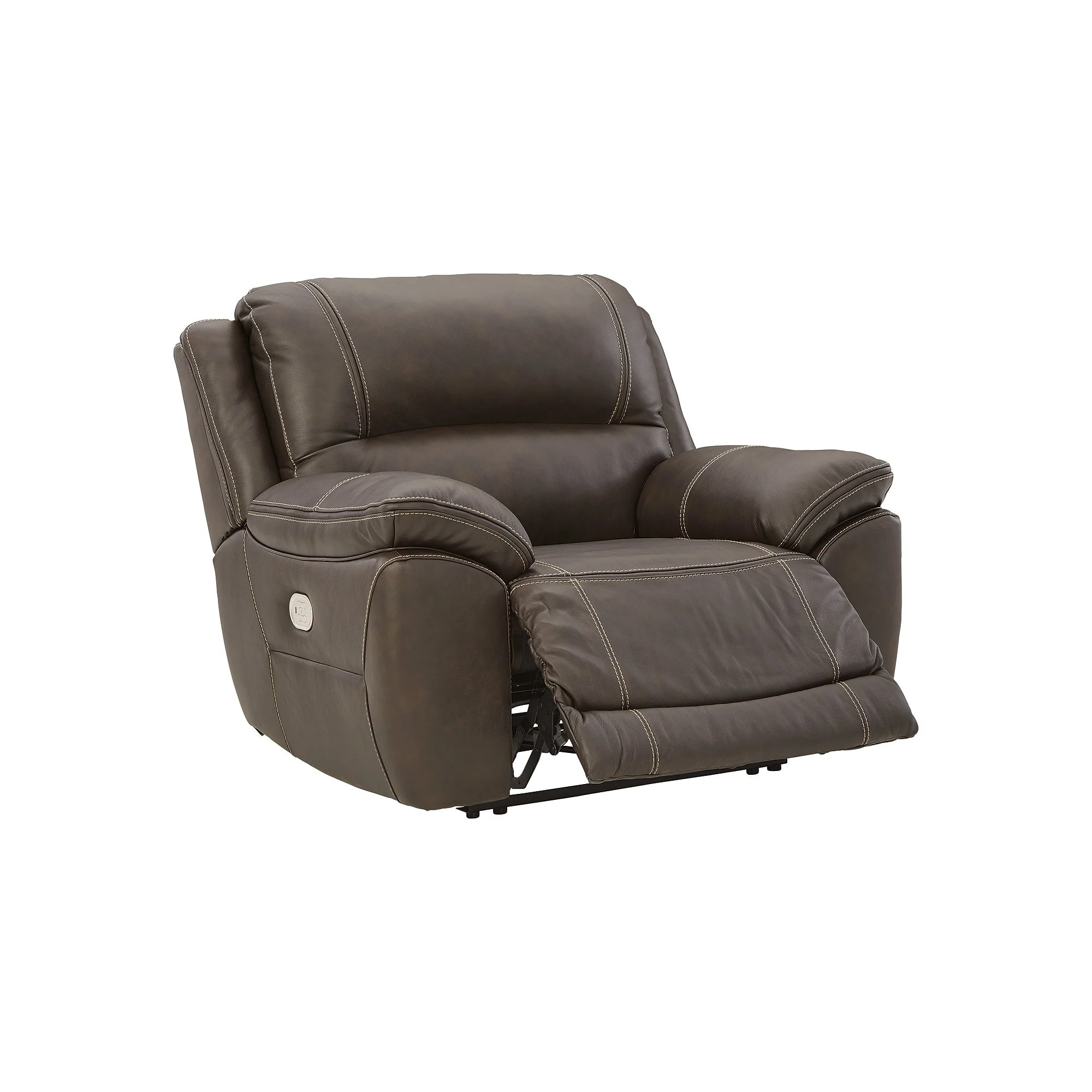 Signature Design by Ashley Dunleith Brown Leather Power Zero Wall Recliner