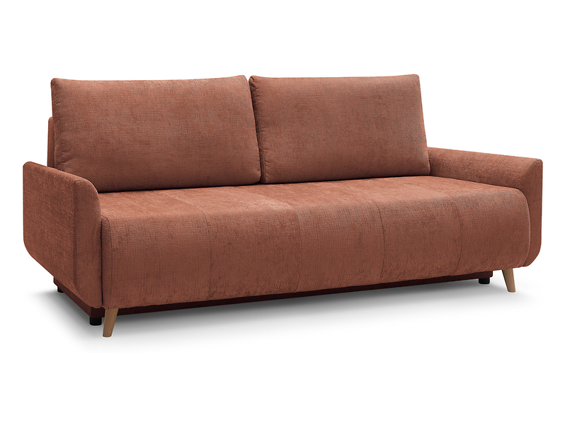 Sofa trzyosobowa Duo rozkładana z pojemnikiem różowa