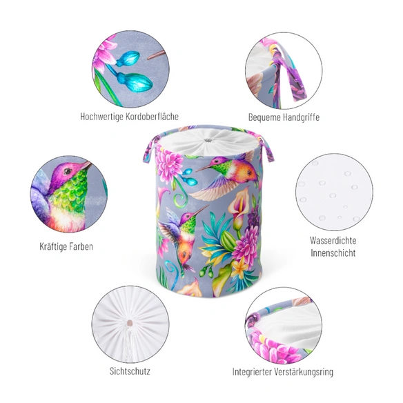 Wäschekorb »Kolibri«, 60L, Bunt, Rund
