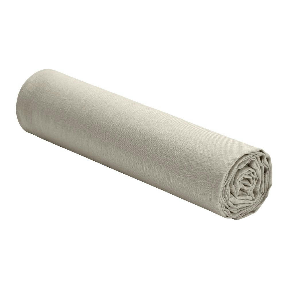 - Drap housse lin lavé beige 140x190 cm