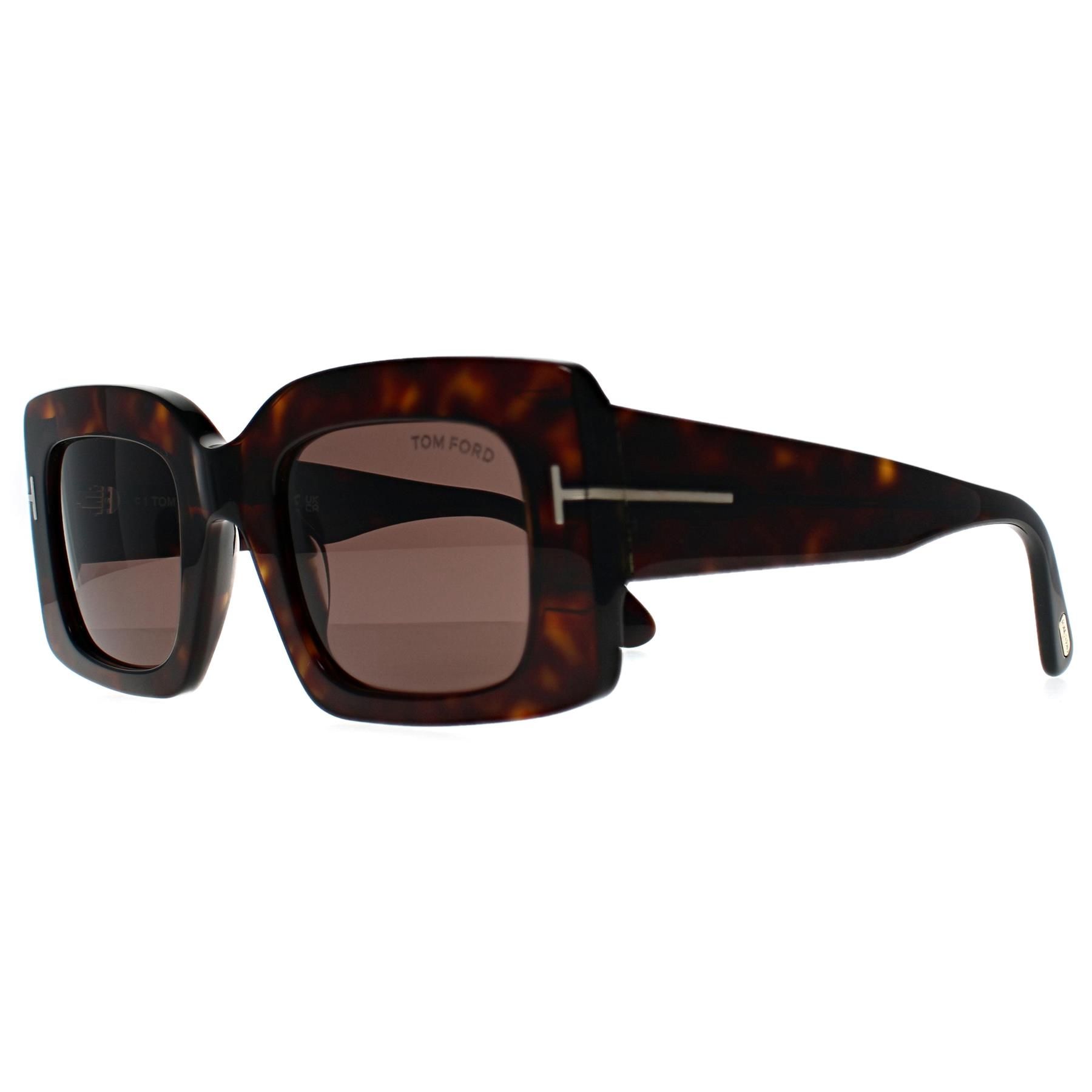 Tom Ford Square Shiny Dark Havana Light Brown Brigitta FT1188