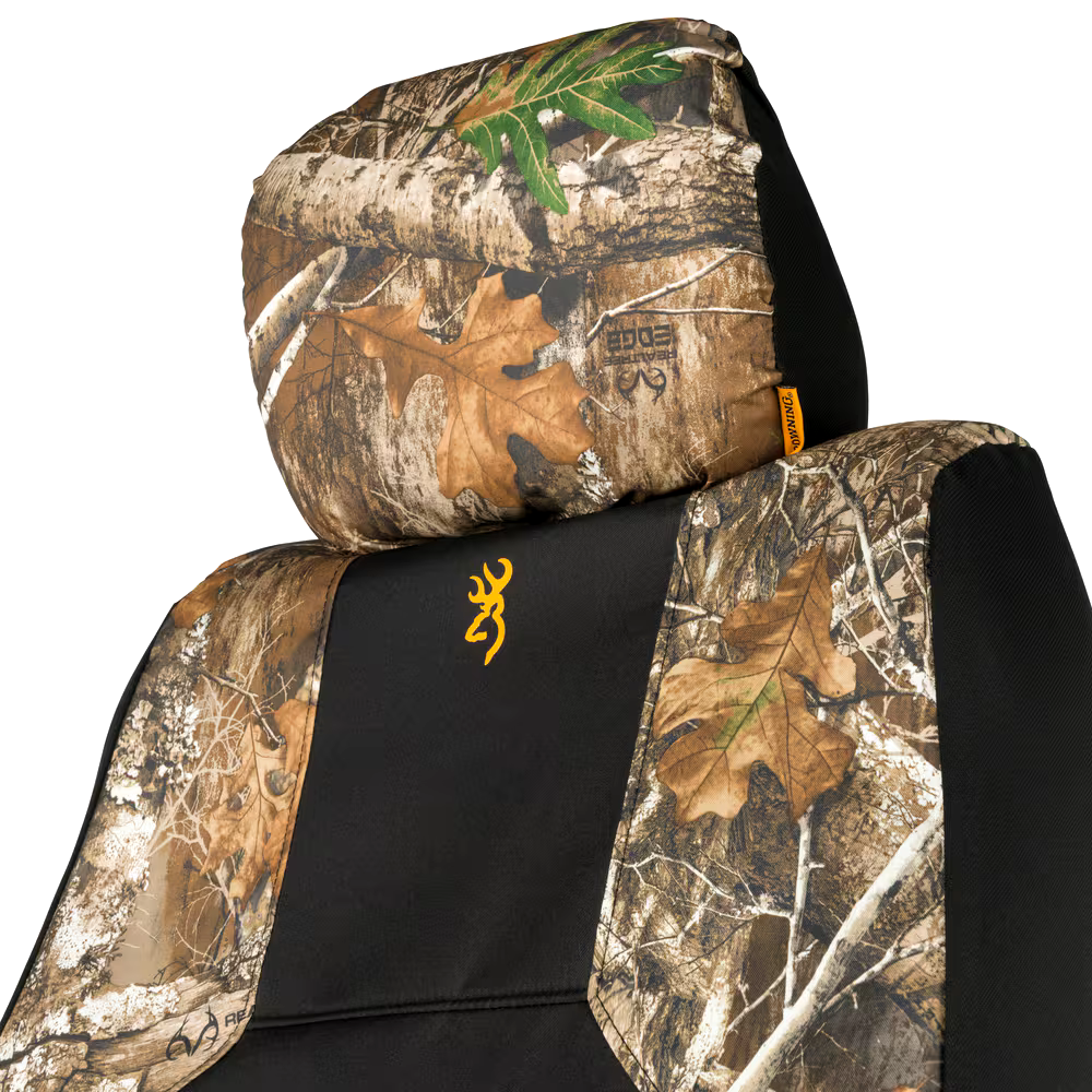 Browning Buckmark Branding RealTree Camo Seat Cover, Black & Camo, 2-pk