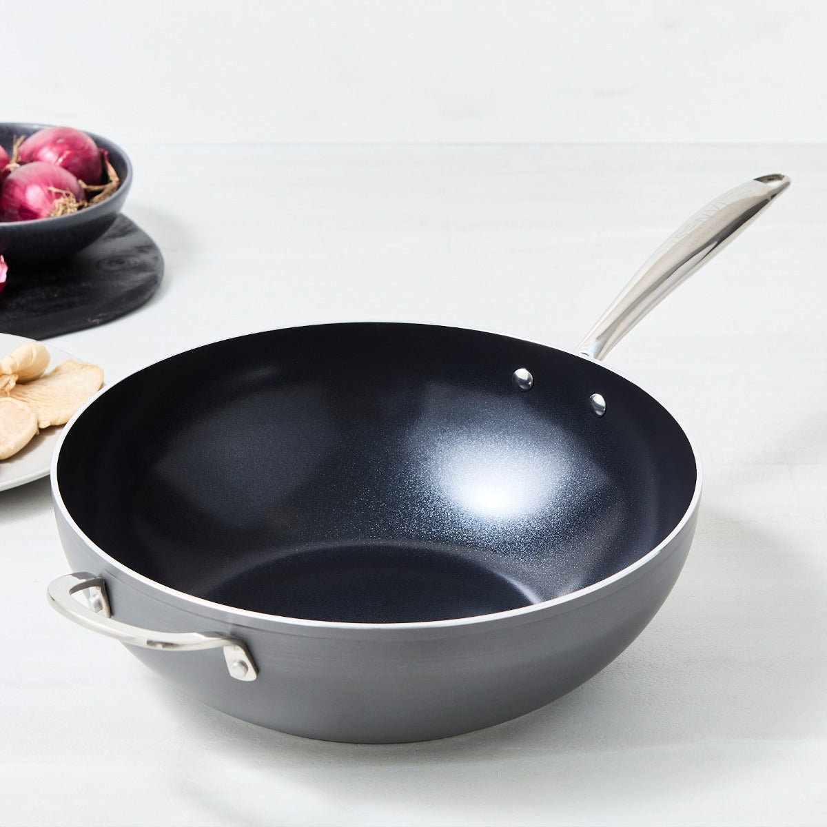 ISENVI Victoria Forged keramische wokpan 32CM - RVS greep