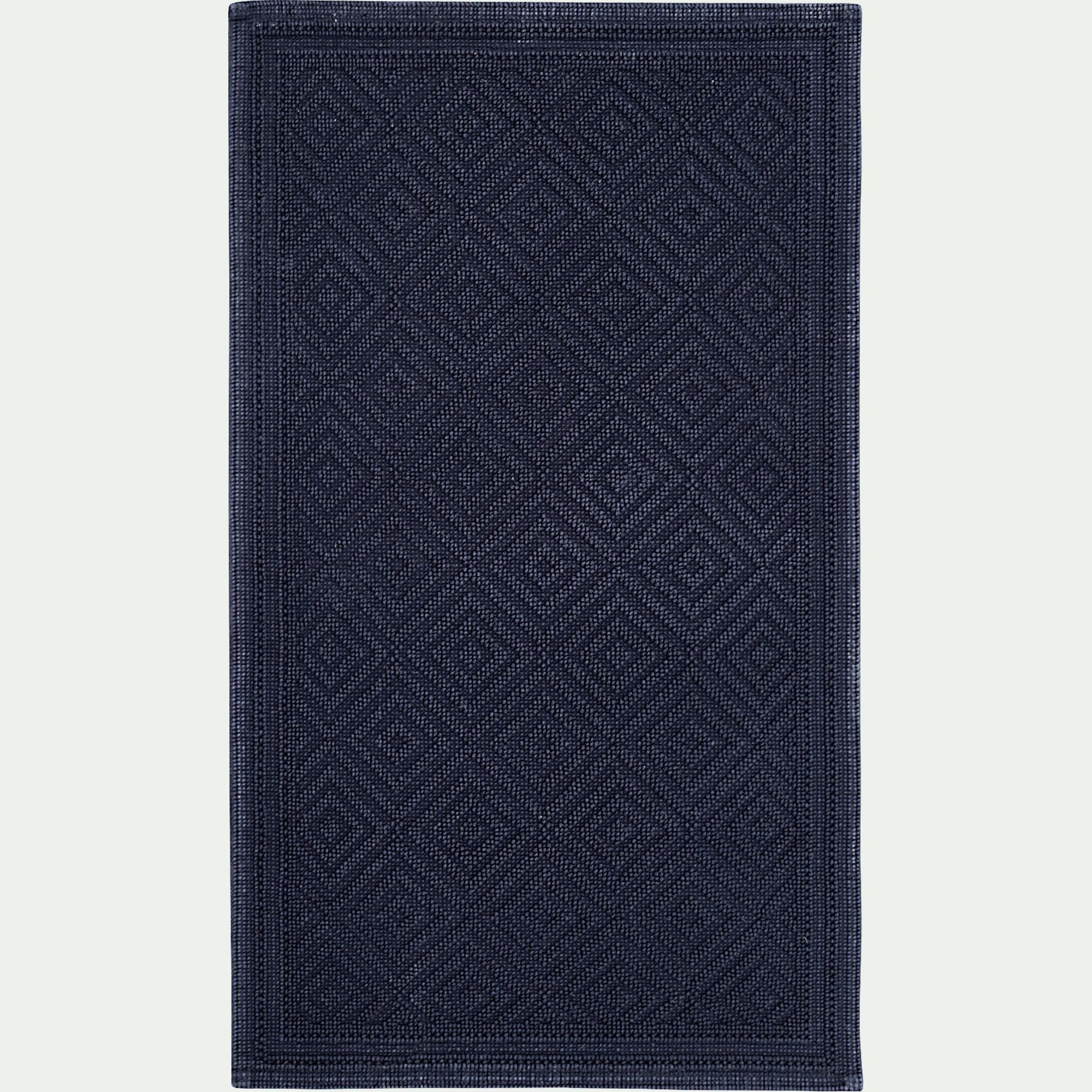 SADOU - Tapis de bain en coton jacquard - l60xL100cm bleu calabrun