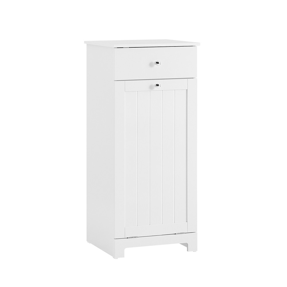 SoBuy Szafka łazienkowa z szufladą i koszem Biały 38x40x91cm BZR21-II-W