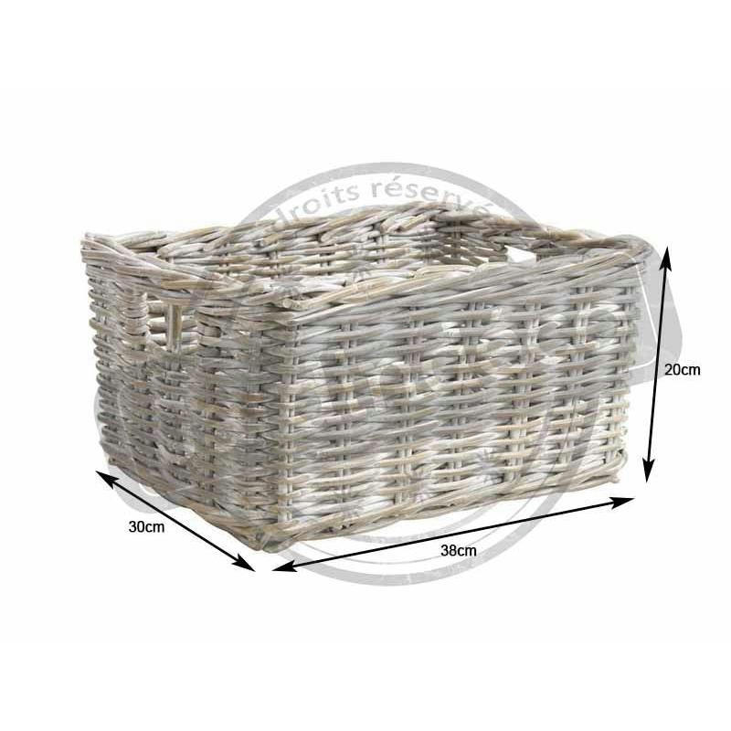 - Corbeille de rangement en poelet patiné longueur 38cm