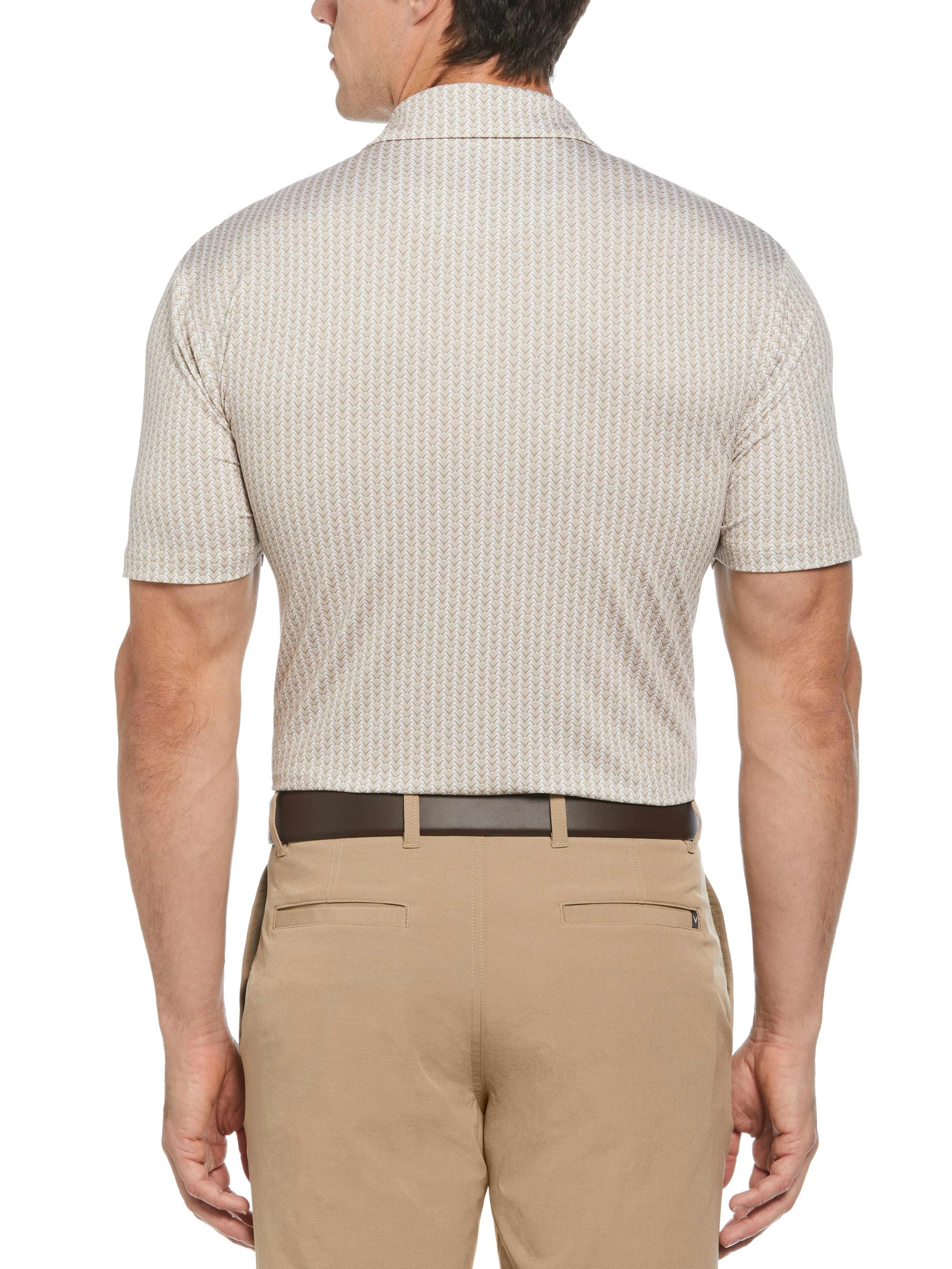 Mens Herringbone Print Polo