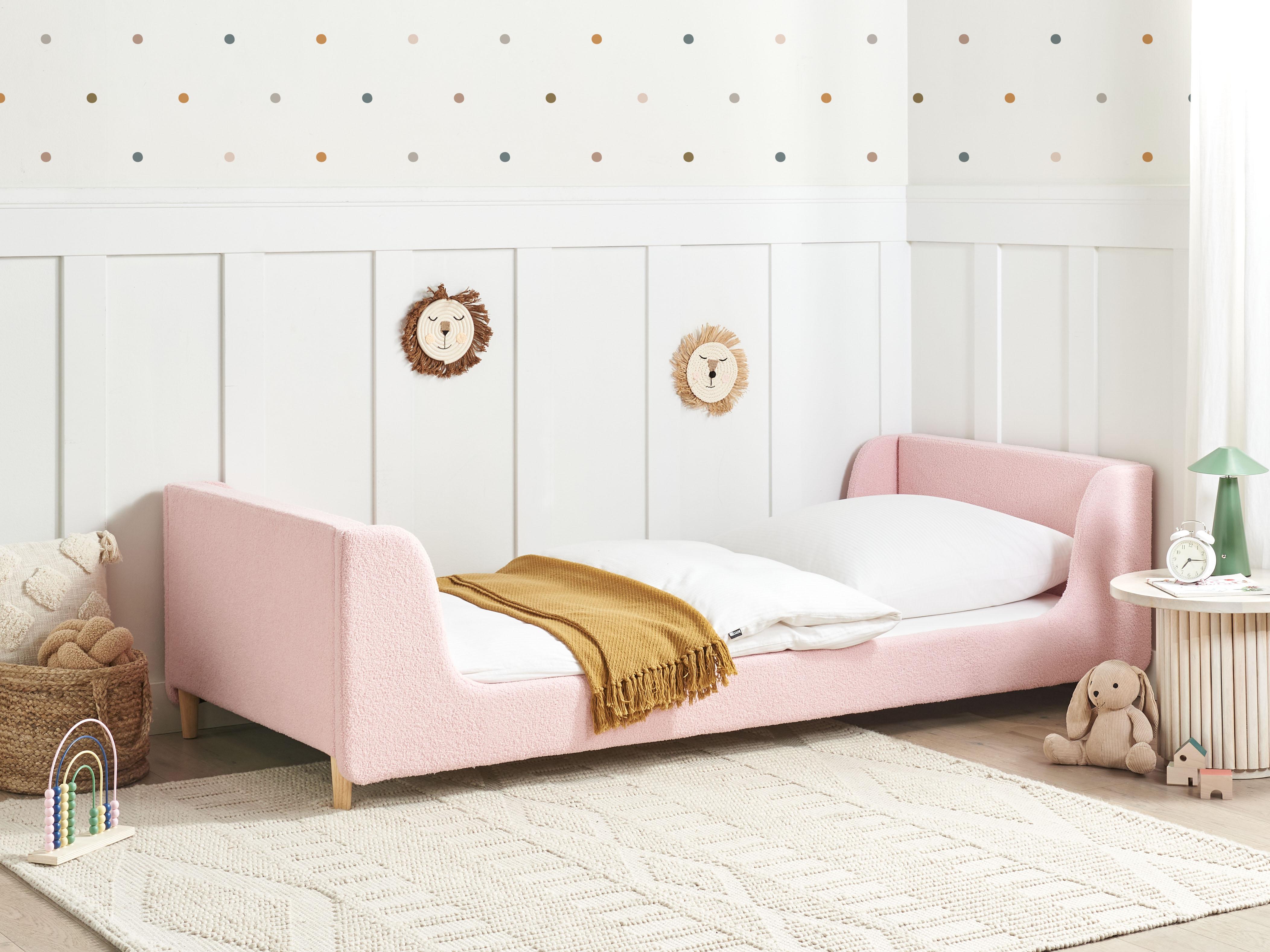 Kids Bed Boucle LAYE 90 x 200 cm (EU Single) Pink