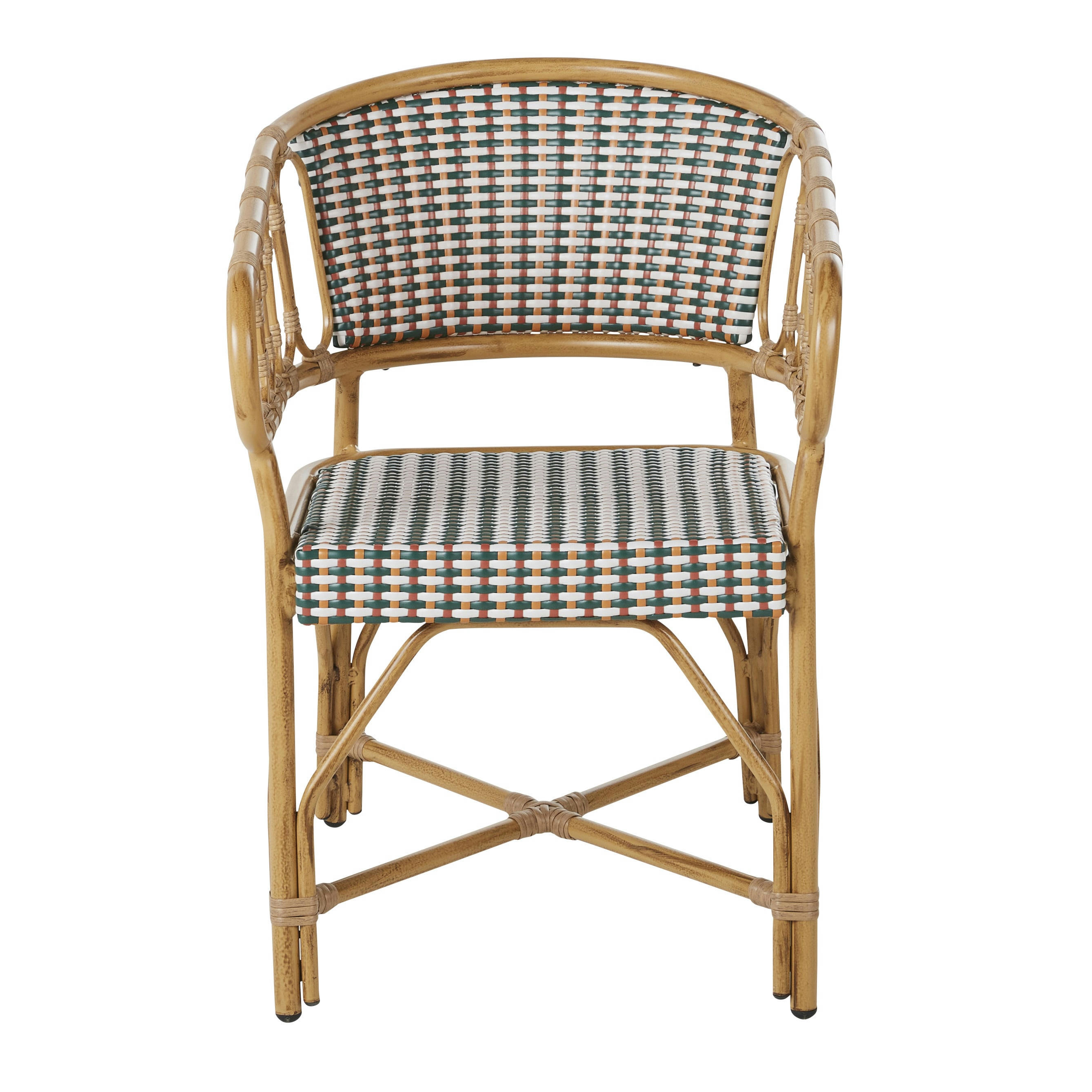 Choppy Business - Chaise à dîner de jardin professionnelle en aluminium imitation bambou et résine tressée multicolore