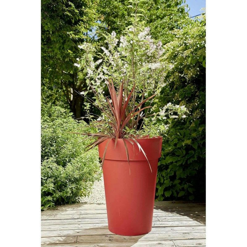 TOSCANE - Pot de fleur rond 46x65 cm en polypropylène rouge