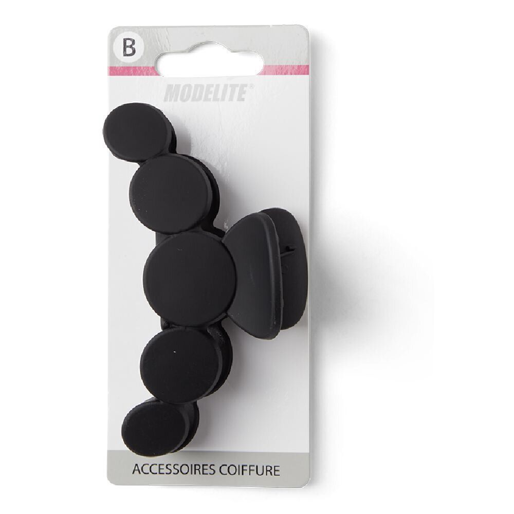 Pince cheveux noir mat design arrondi L10cm